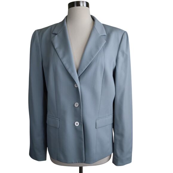 Talbots Womens Vintage Wool Blend Stretch Blazer Size 8 Long Dusty Blue Classic - Picture 1 of 9